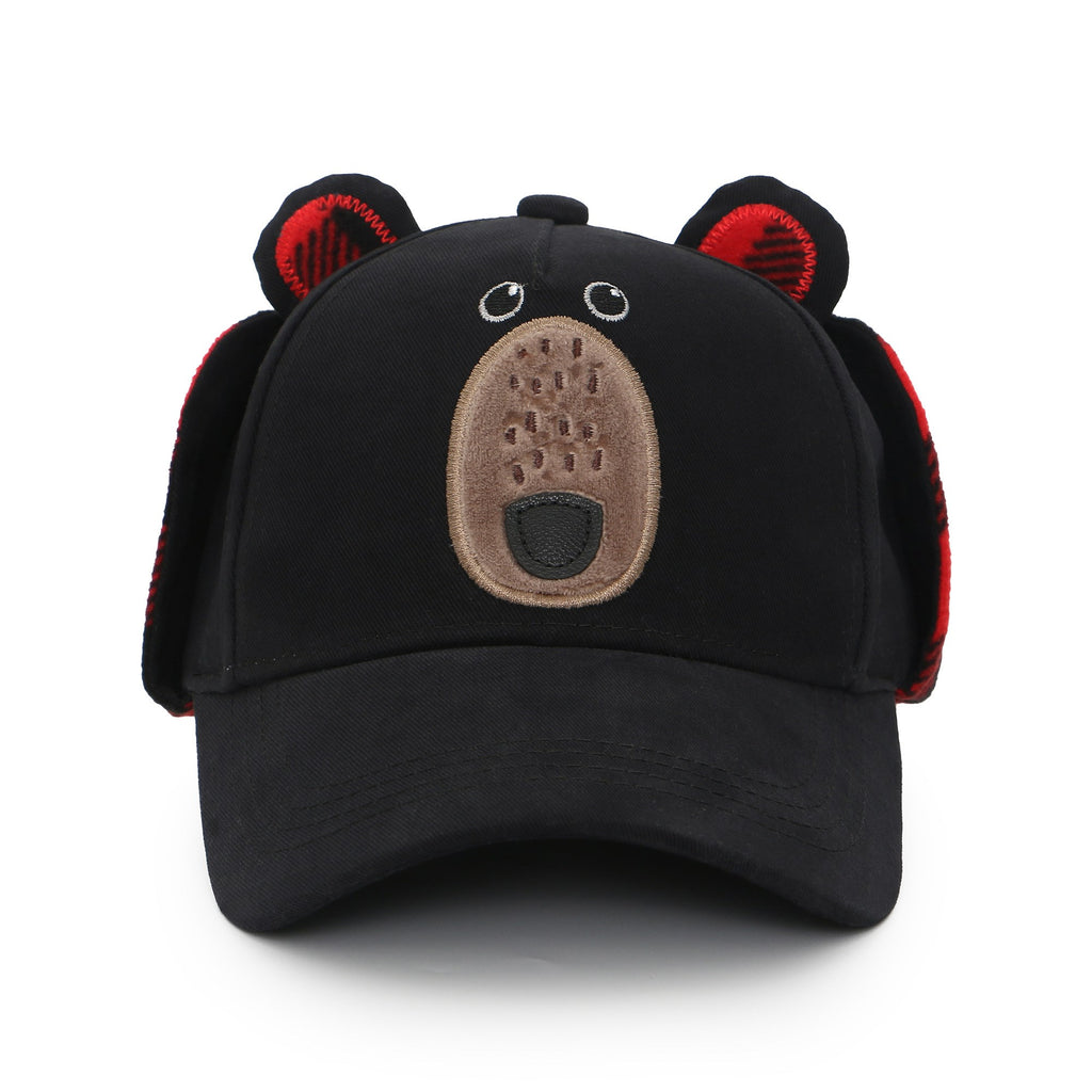 Flapjack Kids 3D Caps with Earflaps - Black Bear