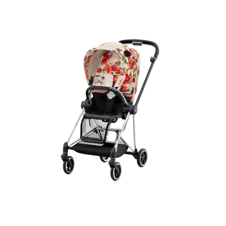 Cybex Mios3 Stroller - Chrome Black Frame wIth Spring Blossom Light Seat