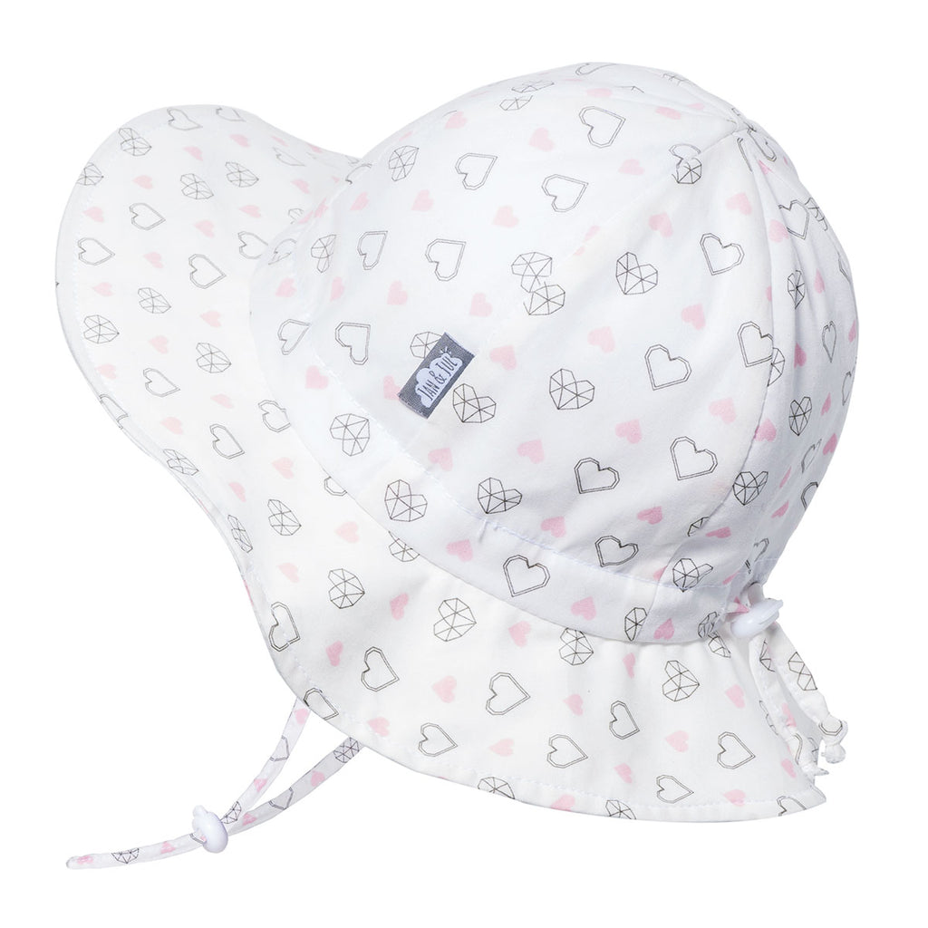 Kids’ Gro-With-Me® Cotton Floppy Sun Hat | Diamond Hearts
