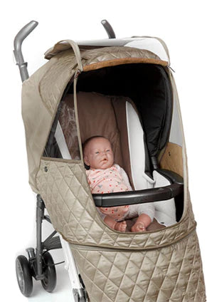 Manito Castle Alpha Quilted Stroller Weather Shield - Khaki Grey