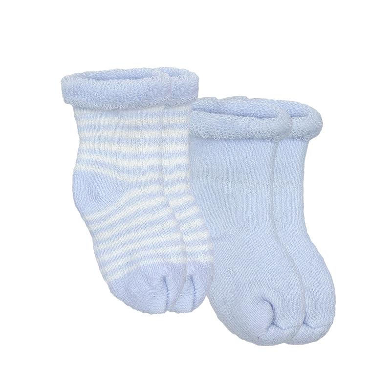 Kushies Baby Socks - Blue Stripe Solid 0-3m