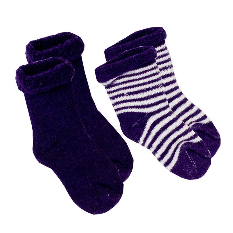 Kushies Baby Socks - Navy Stripe Solid 0-3m