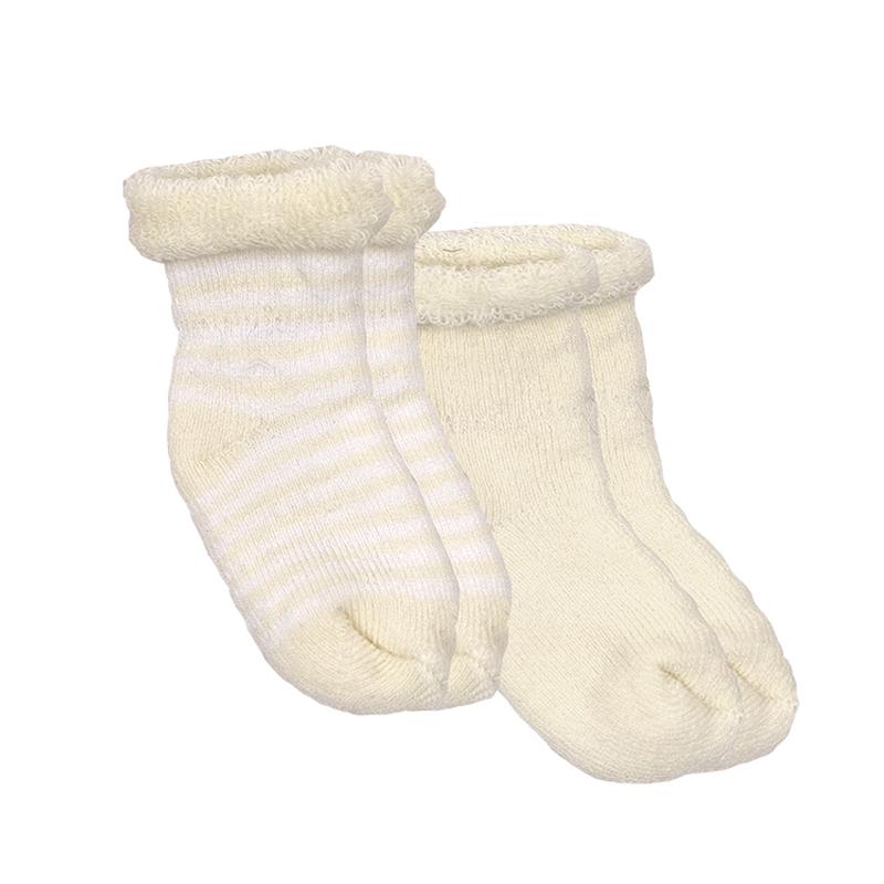 Kushies Baby Socks - Butter Stripe Solid 0-3m