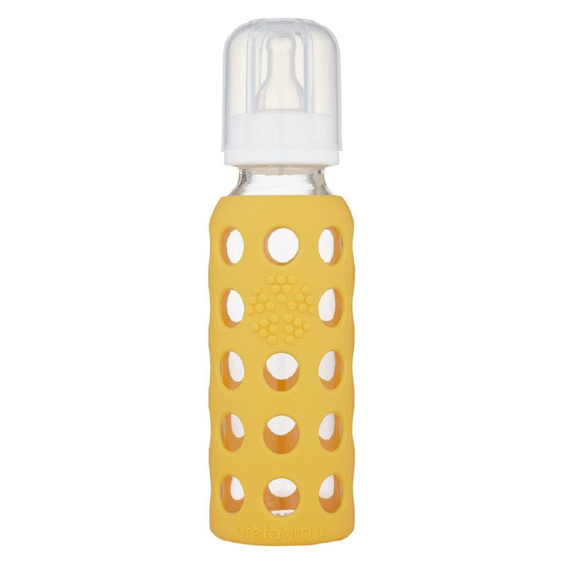 LifeFactory Glass Baby Bottle with Silicone Sleeve 9oz - Mango