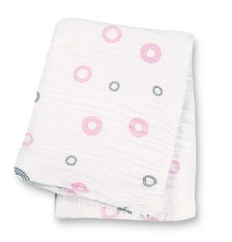 Lulujo Muslin Swaddling Blanket - Pink Circles