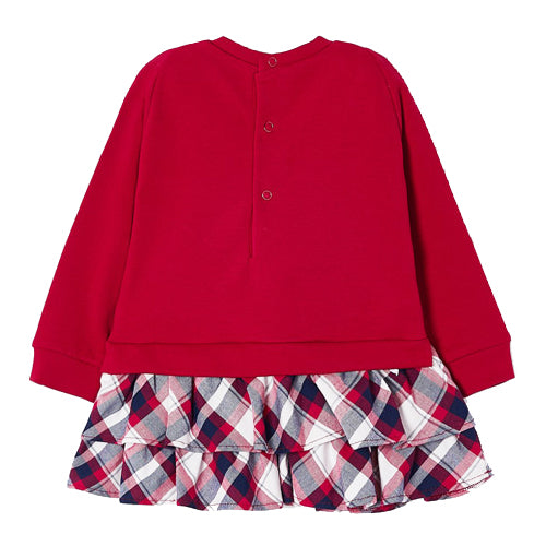 Mayoral Check Combined Baby Dress - Red 2955