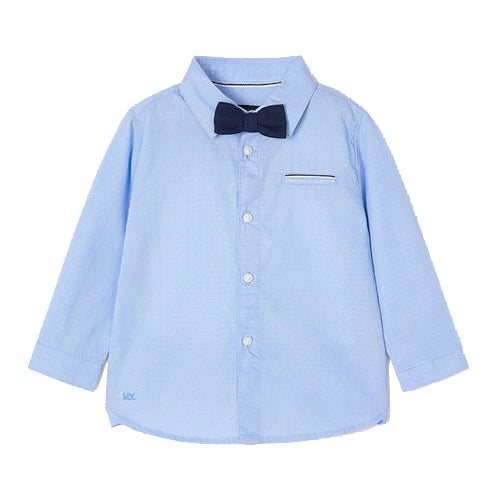 Mayoral Long Sleeved Bow Tie Shirt - Blue 2159