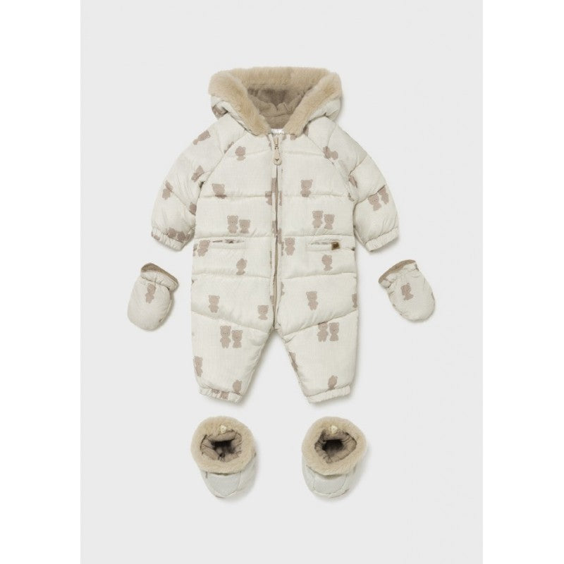Mayoral Printed Winter Overall - Beige Bears (2662-25)
