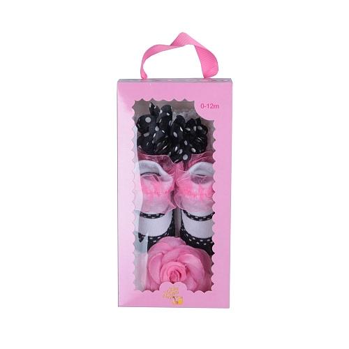 Tickle Toes Socks&Headbands Set White Pink 0-12m 5690