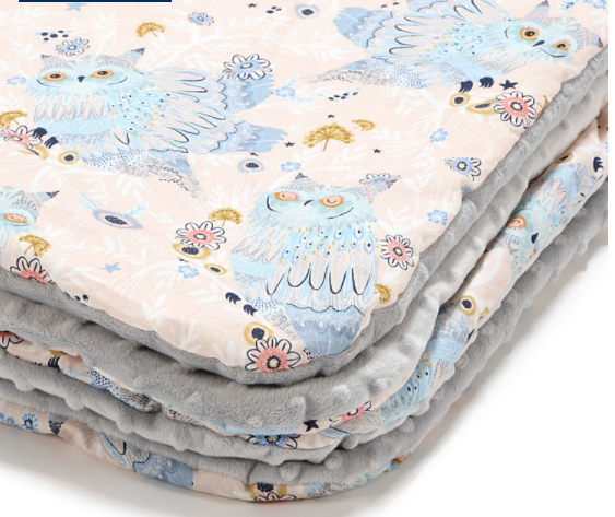La Millou Toddler Blanket - Sleepy Owls-Light Grey