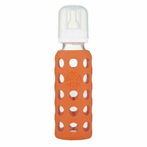 LifeFactory Glass Baby Bottle with Silicone Sleeve 9oz - Papaya