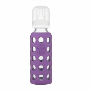 LifeFactory Glass Baby Bottle with Silicone Sleeve 9oz - Grape