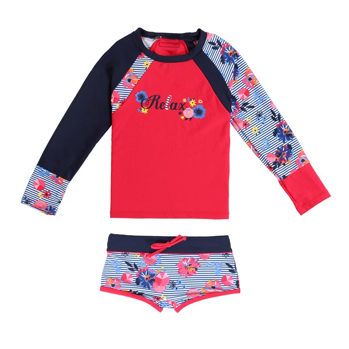 Nano Two Pieces Swimsuit Rashguard Red