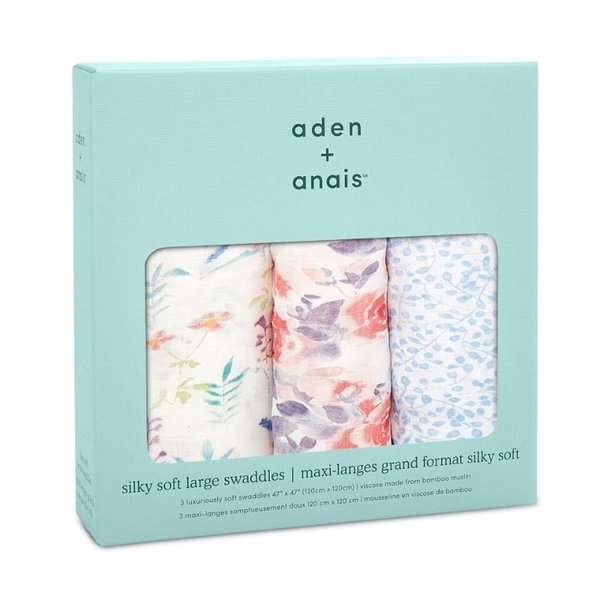 Aden + Anais Silky Soft Swaddles 3pk - Watercolor Garden