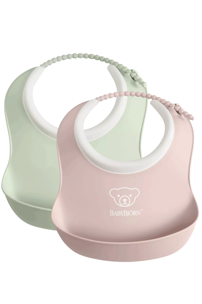 Baby Bjorn Small Baby Bib 2-pack Powder Green/ Powder Pink