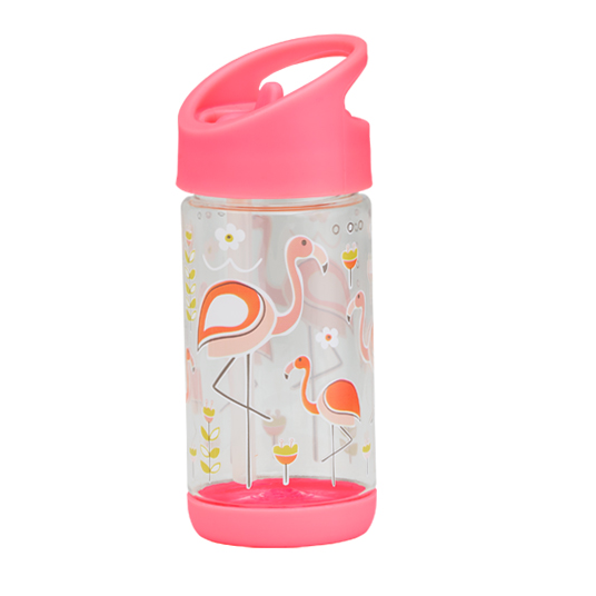 Sugarbooger Flip&Sip Clear Tritan Bottle- Flamingo
