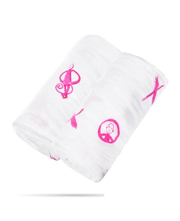 Matchstick Muslin Swaddle 2 Pack - Pink  (MM-LOCS-003)