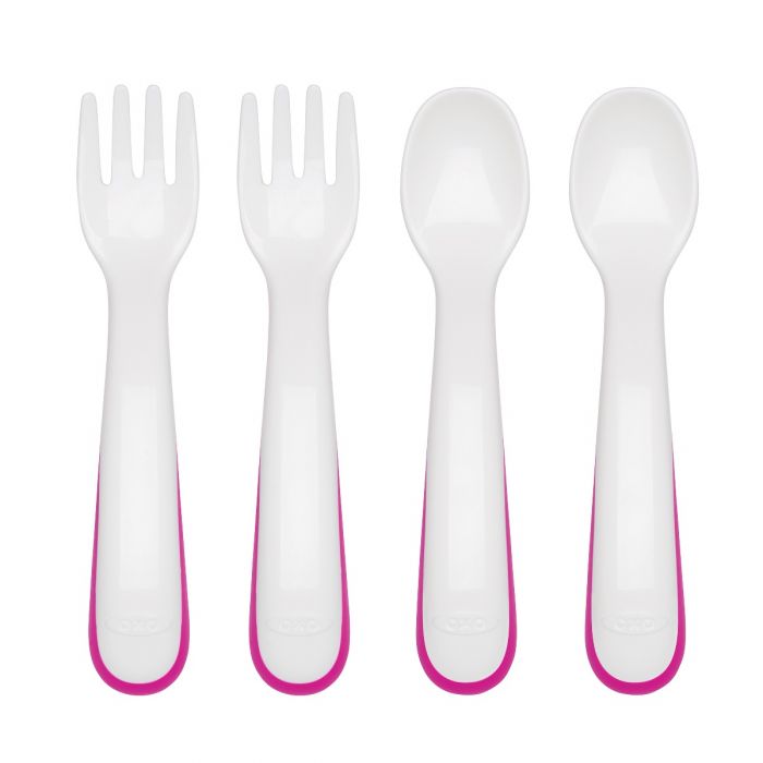 Oxo Plastic Fork& Spoon Pink 61128100