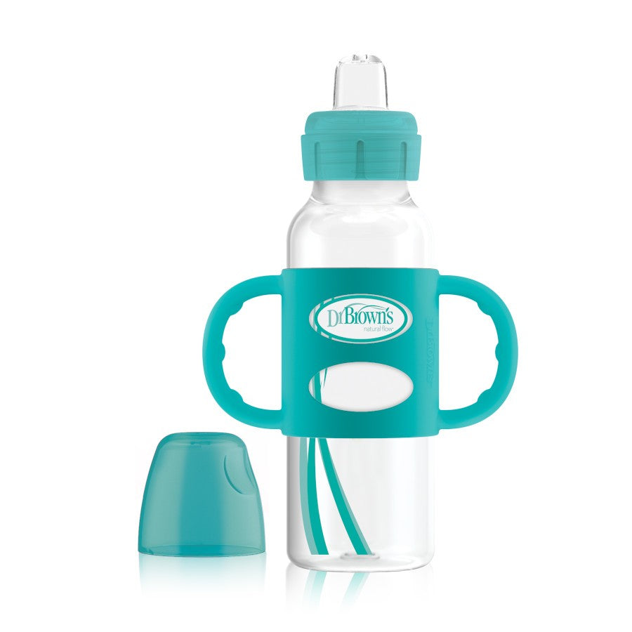 Dr. Brown’s Milestones™ Sippy Bottle with Silicone Handles - Turquoise 8oz/250ml (SB81059-CA-P3)