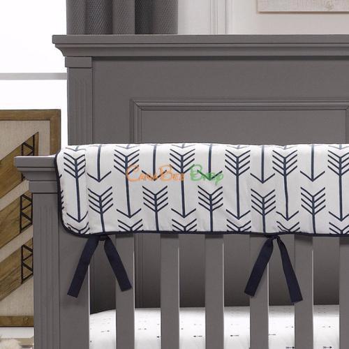 Liz and Roo Crib Rail Cover(Made in USA) - Navy Anchors - CanaBee Baby