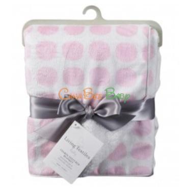 Living Textiles Velboa Mod Dot Blanket Pink - CanaBee Baby