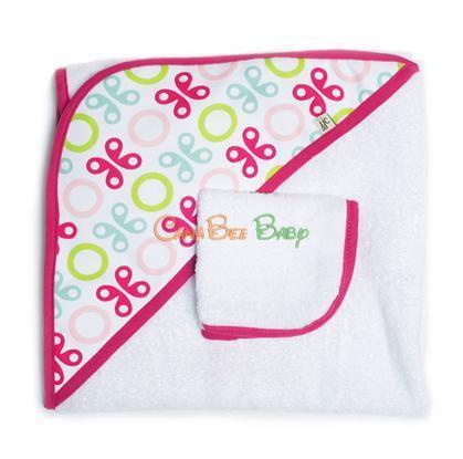JJ Cole Hooded Towel - Pink Butterfly - CanaBee Baby